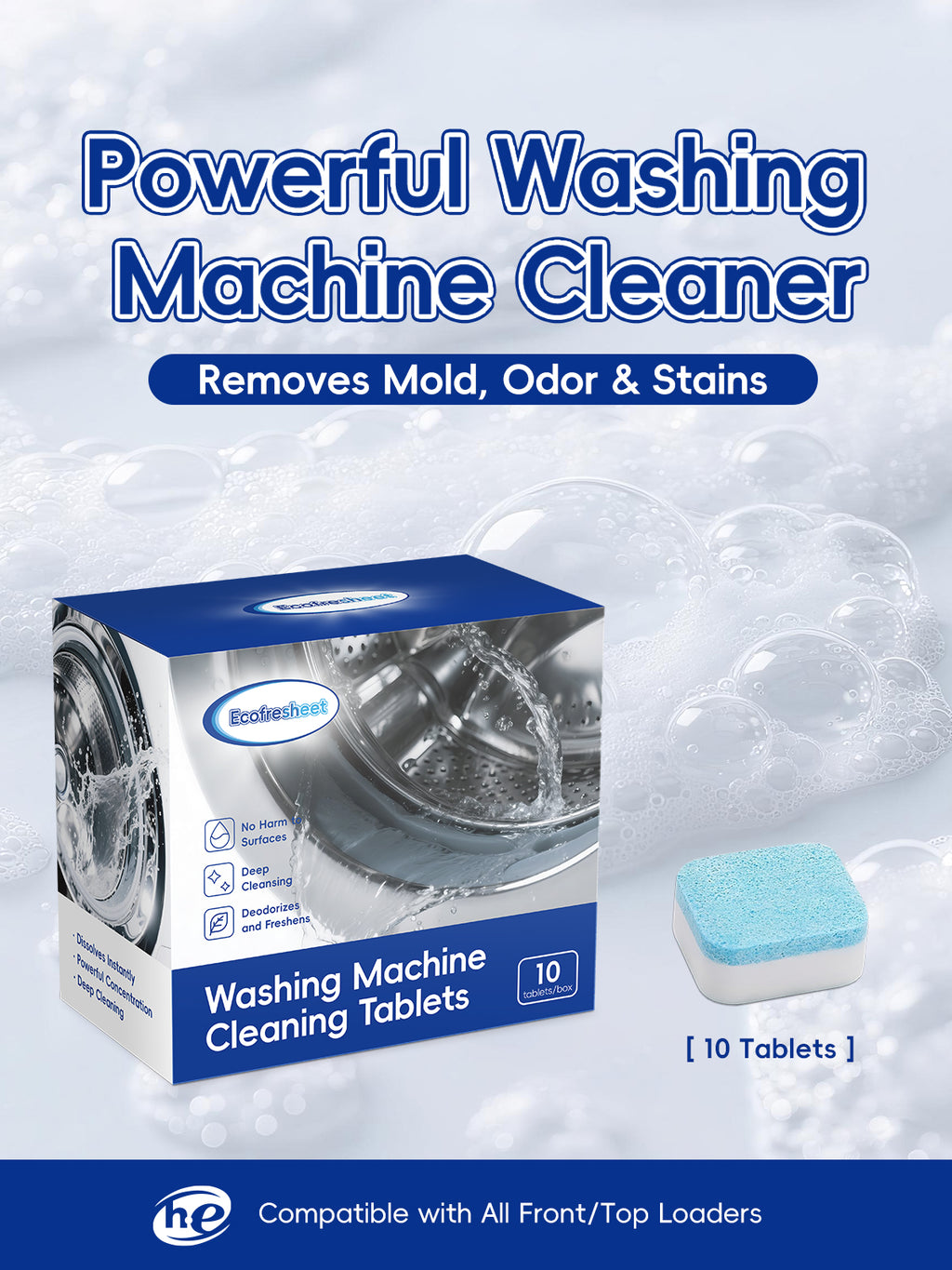 Ecofresheet Washing Machine Cleaner Tablets | 24-Count Pack