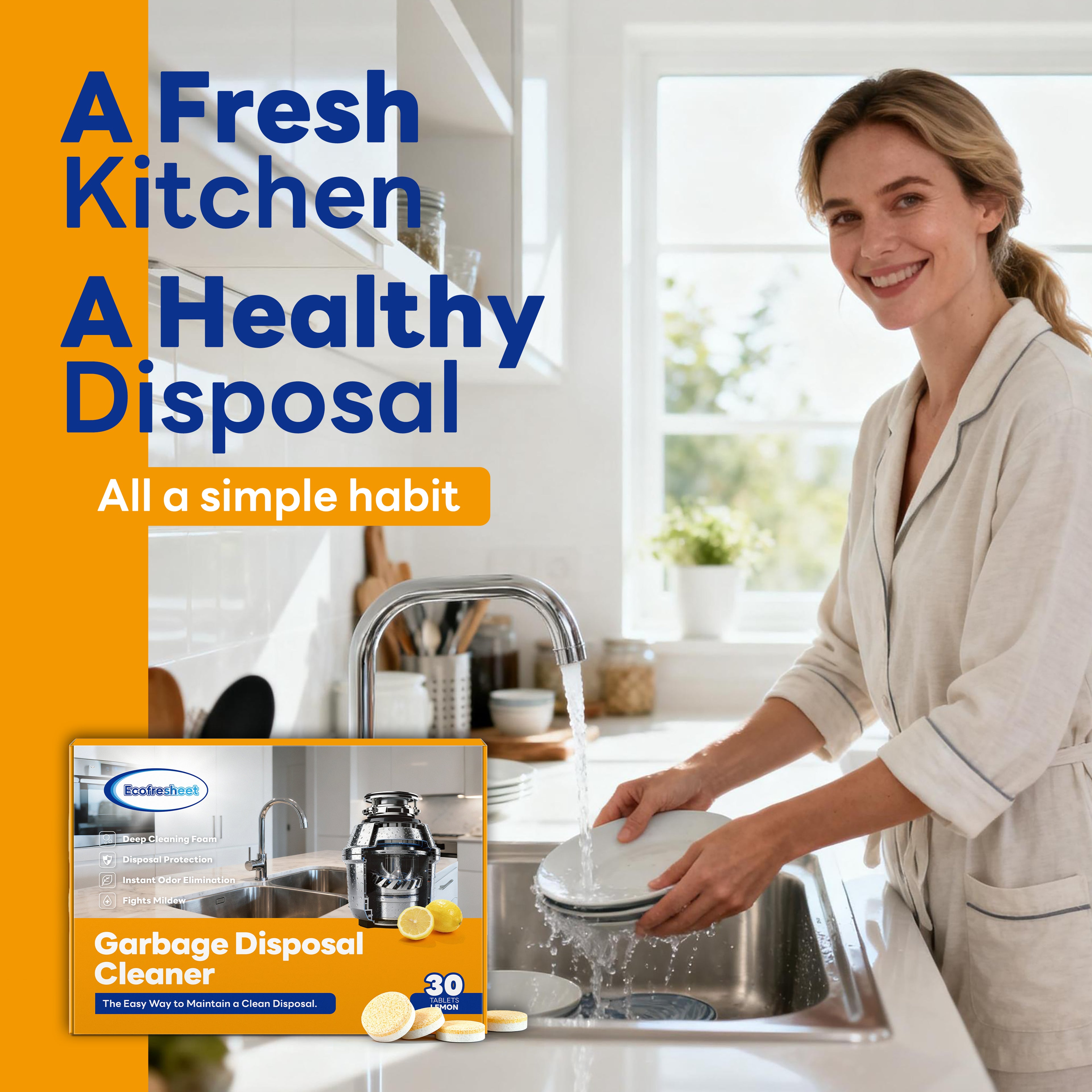 Ecofresheet Foaming Disposal Cleaner | Eliminates Odors at The Source