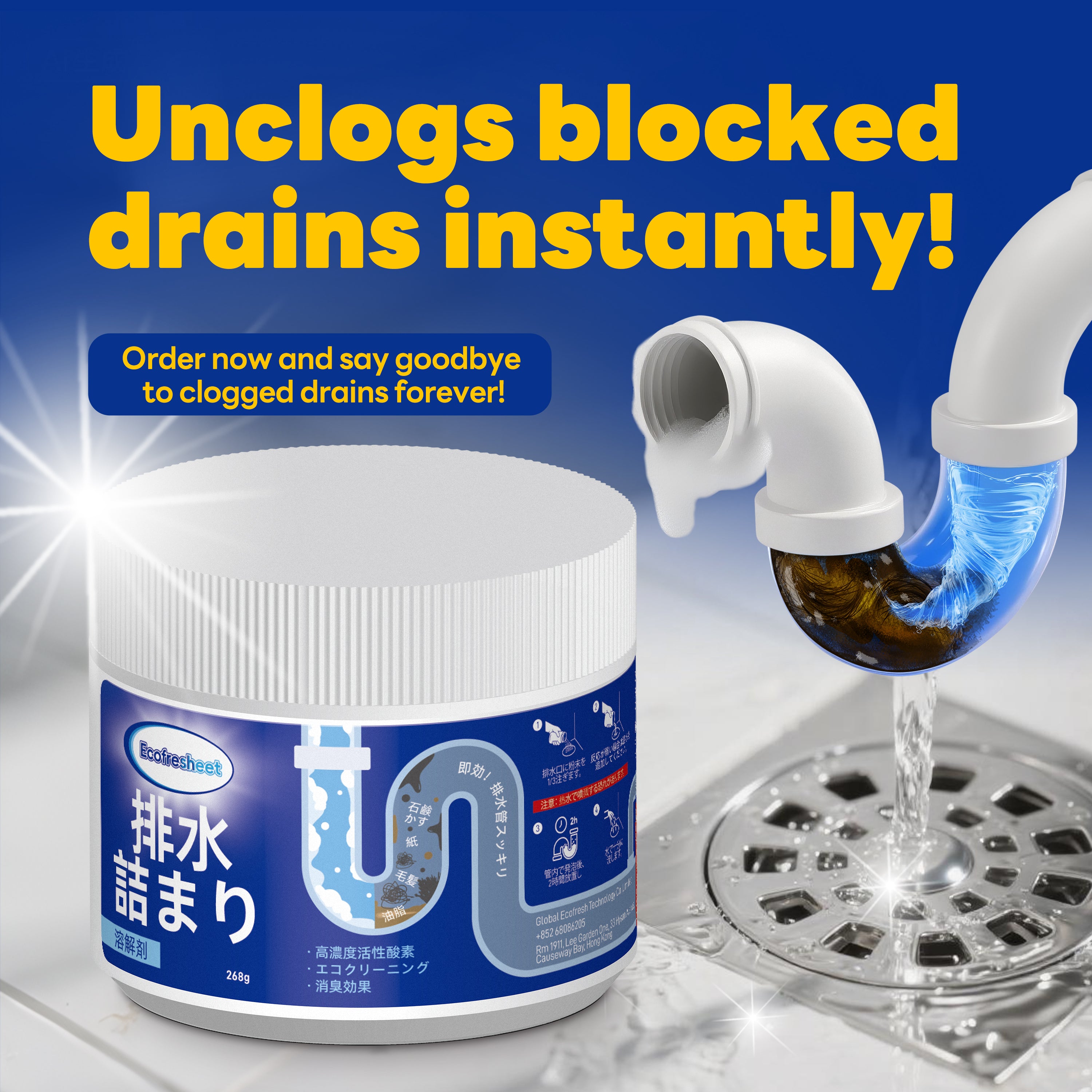 Ecofresheet Drain Cleaner: Fast-Clog Removal