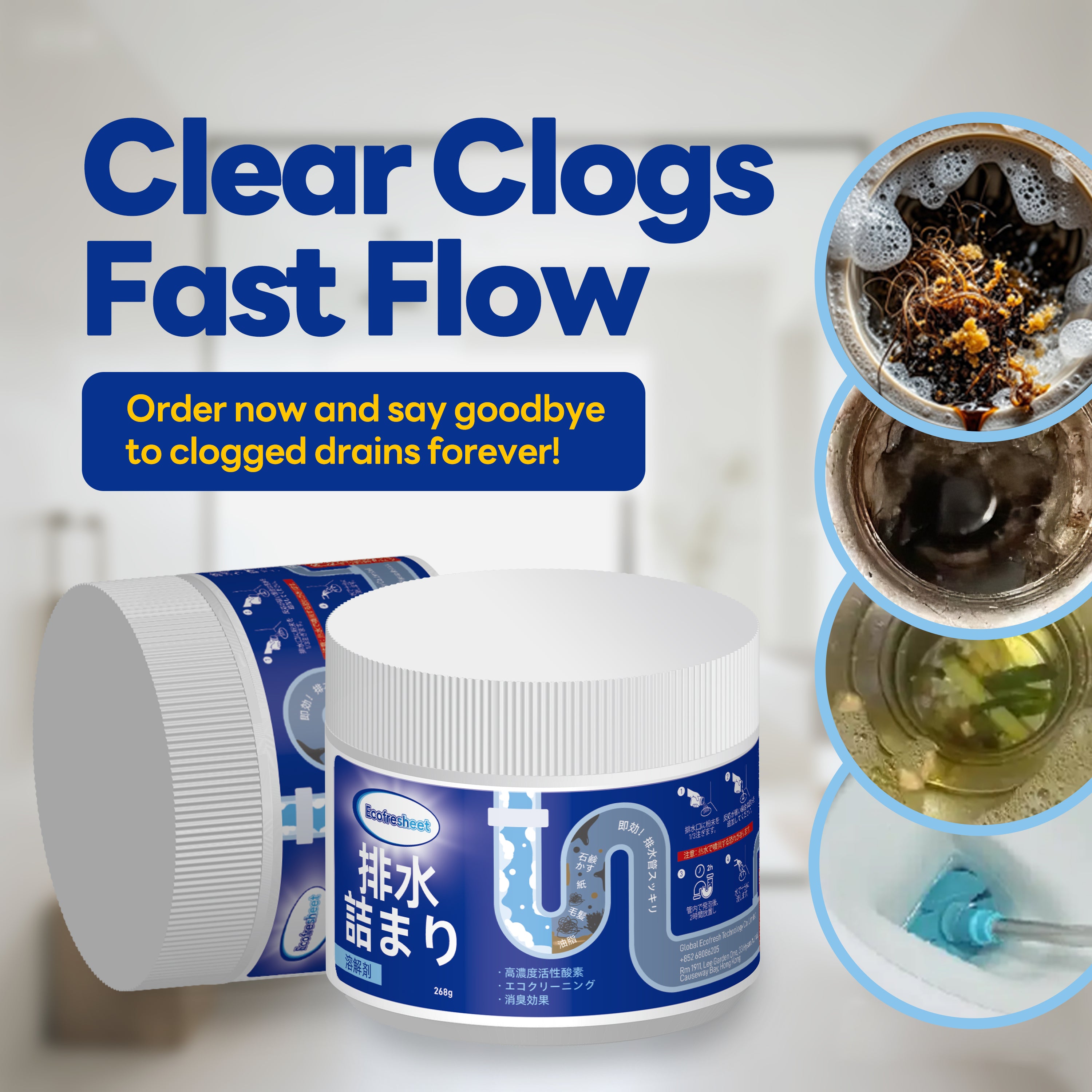 Ecofresheet Drain Cleaner: Fast-Clog Removal